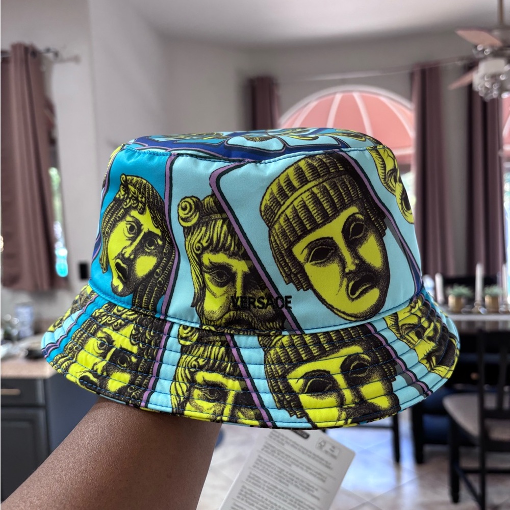 Versace Blue and Yellow Graphic Bucket Hat - Picture 3 of 8